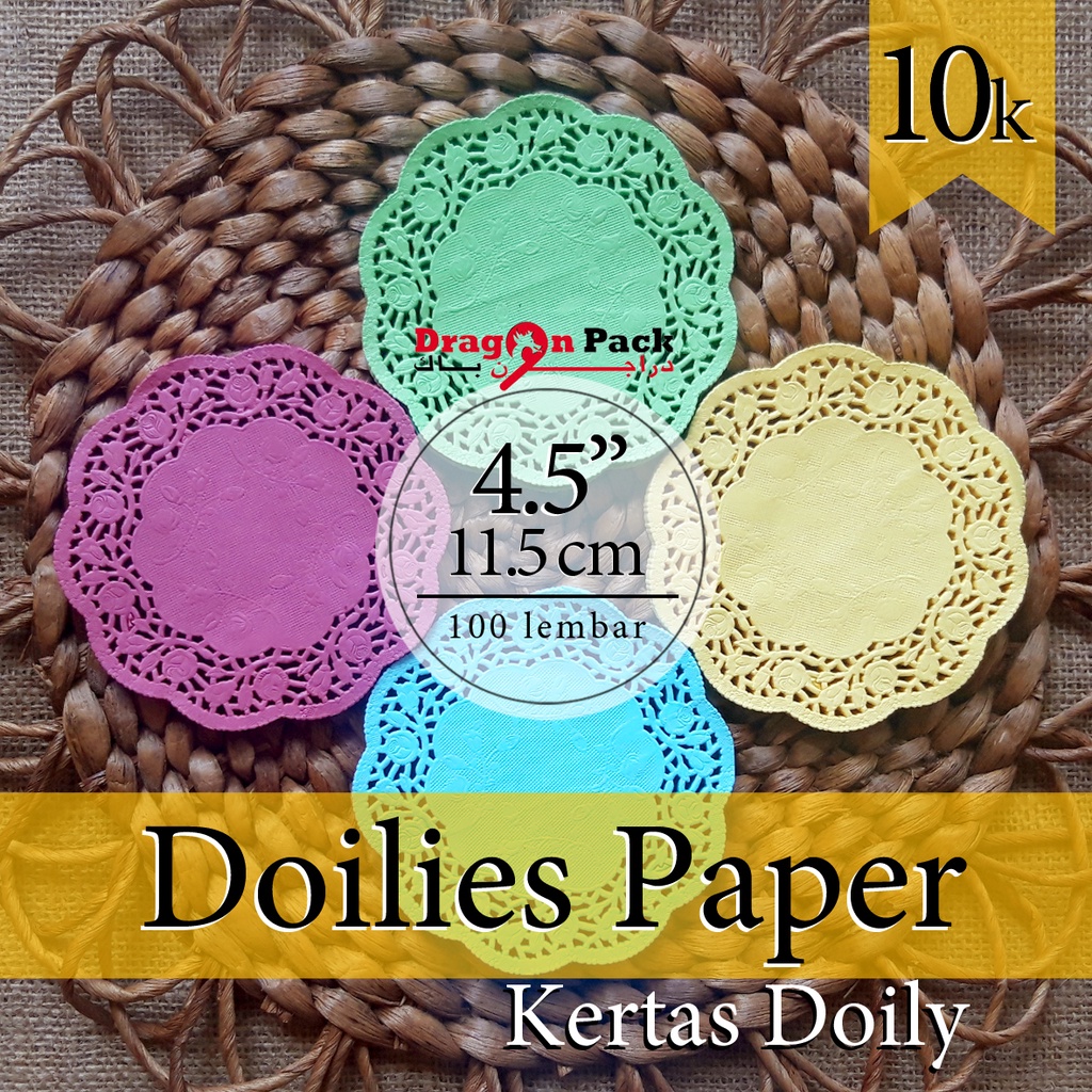 Doily Paper Kertas Doilies 4.5&quot; ( 11.5cm ) Warna isi 100 lembar Kertas Alas Renda / DragonPack