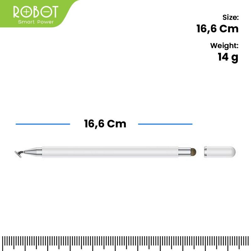 ROBOT RSP01 Universal 2 in 1 Capacitive Stylus Pen for Mobile and Tablet PC White - Garansi 1 Thn