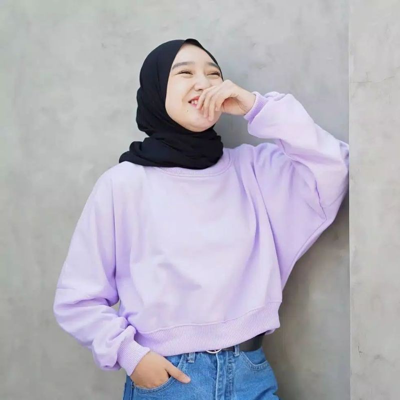 SWEATER OVERSIZE CROOPE WANITA OVERSIZE FLEECE