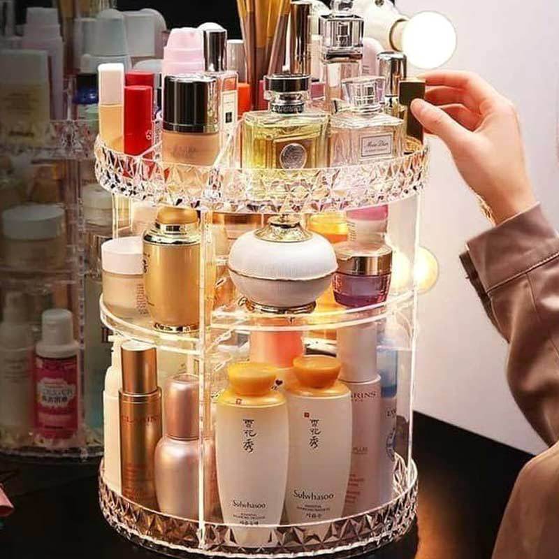 Rak Kosmetik Akrilik/ Rak Kosmetik Putar Shenar  Rak Make Up Organizer Diamond