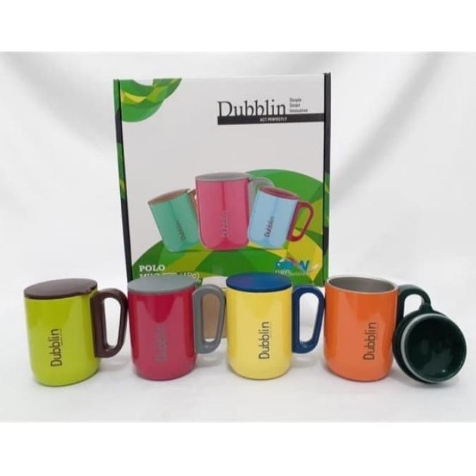 Gelas mug dubblin polo 4pcs 220ml | Gelas stainless set dubblin 4pcs