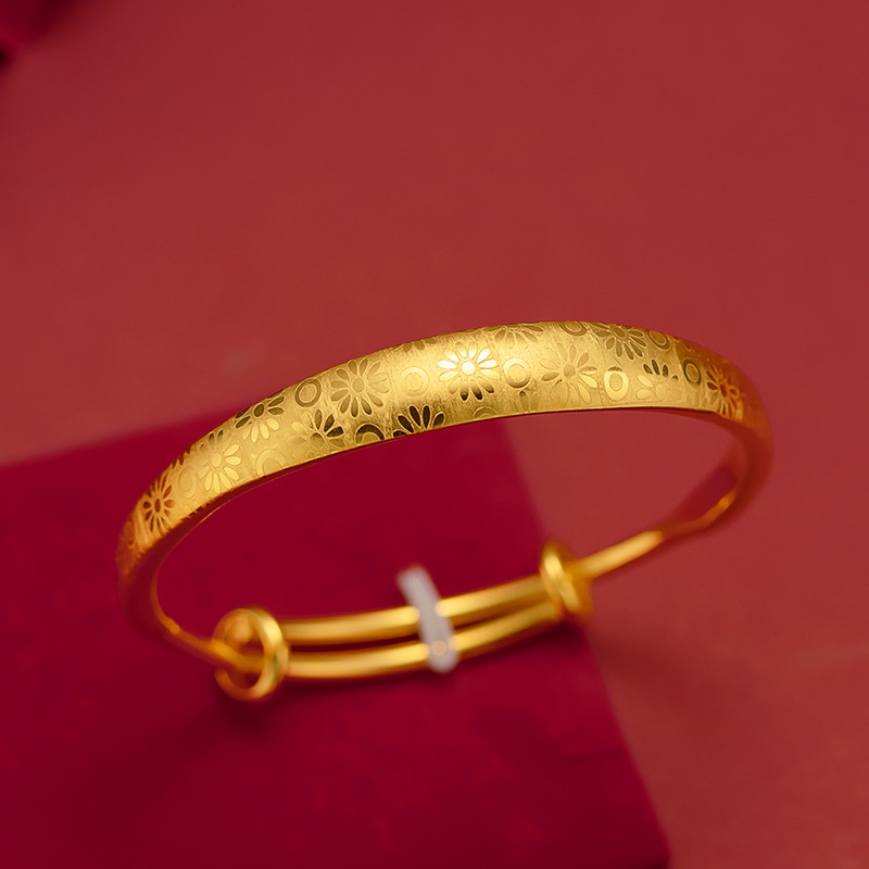 Gelang Tangan Lapis Emas Asli Kadar 375 Motif Print Hati 10mm Untuk Wanita