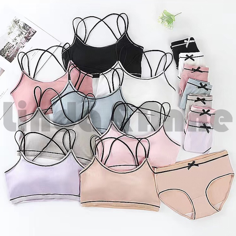 Bra Set Bralette Wanita Sexy Bahan Katun Import Bra Musim Semi - Bra Set Musim Panas