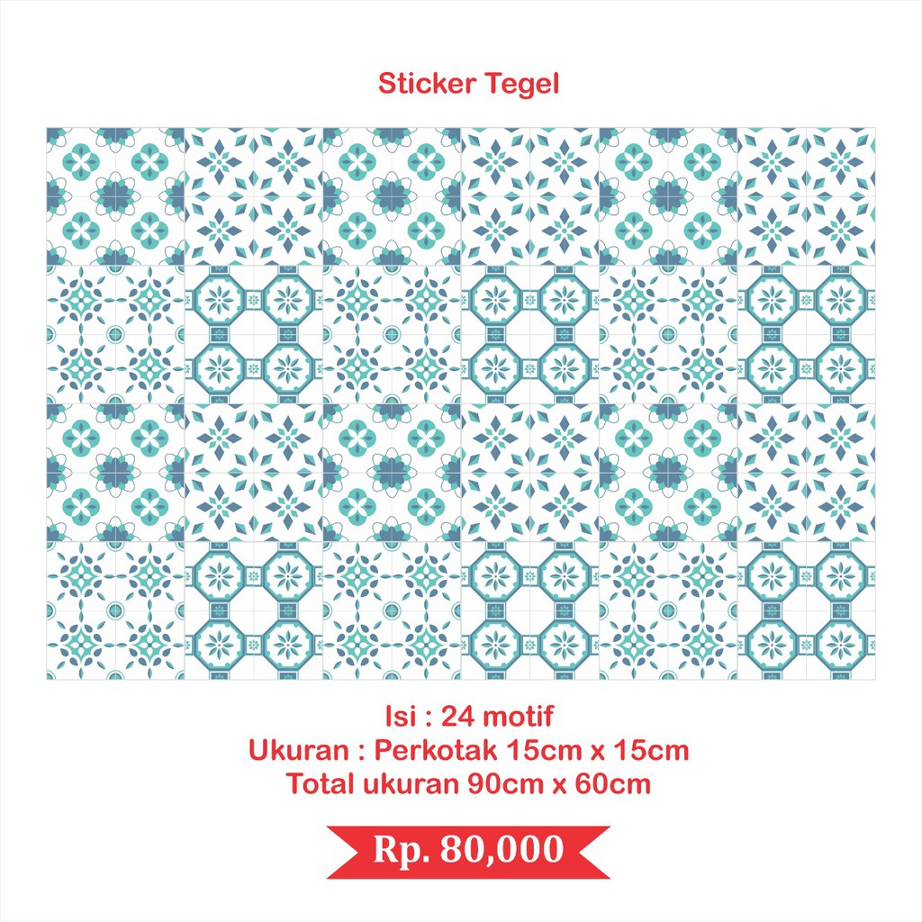 STIKER TEGEL / STIKER LANTAI / KERAMIK UKURAN 90x60 BARIS 3