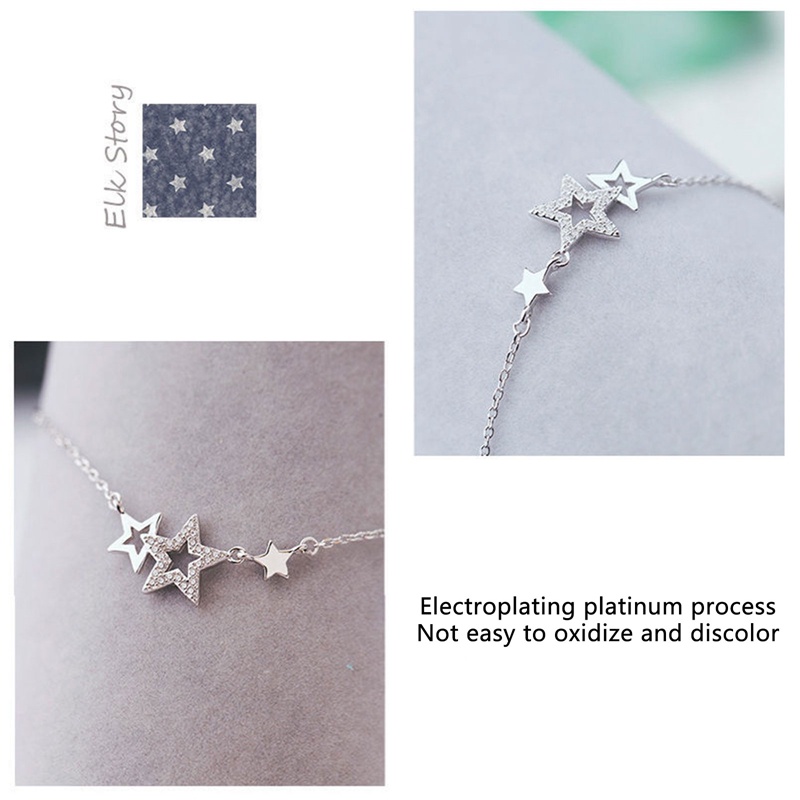 Kalung Choker Sterling Silver 925 Hias Liontin Bintang Bahan Zirkon Untuk Wanita