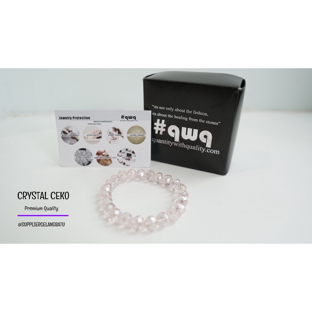 gelang kristal ceko ROSE QUARTZ BENING premium aksesori tangan premium