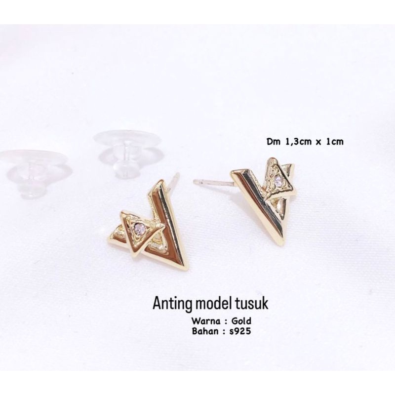 Anting Premium Silver925 Perak Platgold tidak karatan Anting Branded Band Import Silver925 perak platgold Ts011