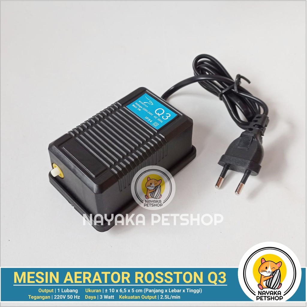 Rosston Q3 1 Lubang Mesin Aerator Mesin Pompa Angin Gelembung Udara Aquarium Aquascape Murah