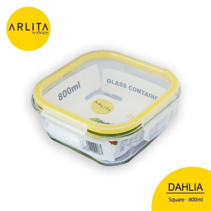 terlaris produk  ARLITA DAHLIA SQUARE YELLOW Glass Container 800 ML - BY KIRIN   bisa di pesan ya