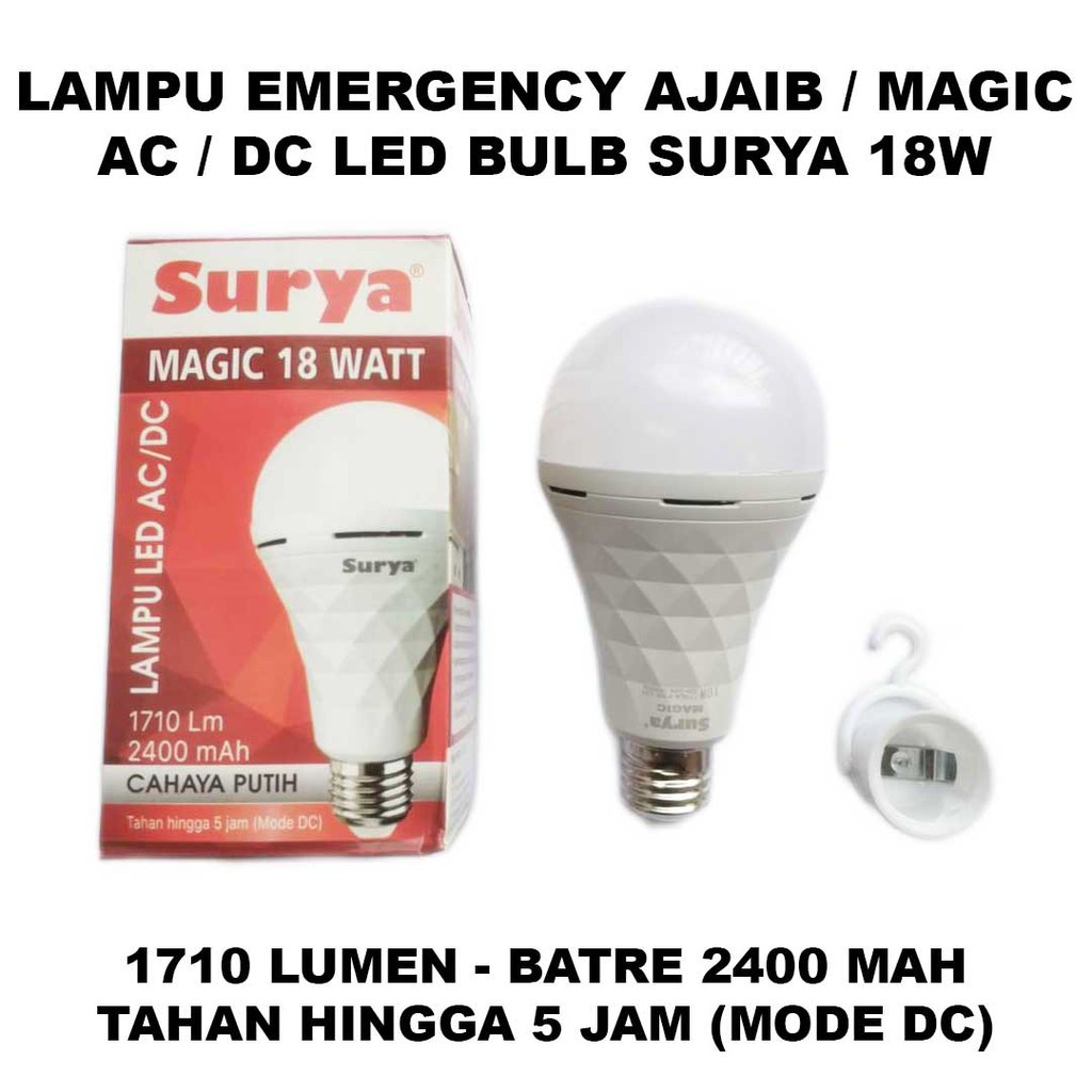 Lampu Emergency Bohlam LED  Bulb Surya Magic Lampu Darurat Super Murah 9 watt / 12 watt / 18 watt