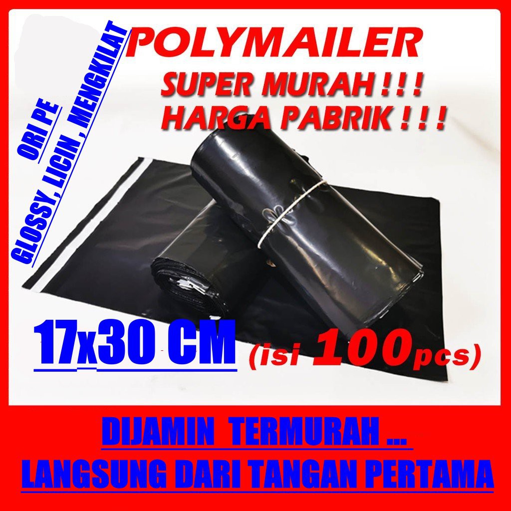 

PLASTIK PACKING POLYMAILER PE 17x30 CM BUNGKUS BARANG OLSHOP ONLINE SHOP KANTONG PLASTIK HITAM