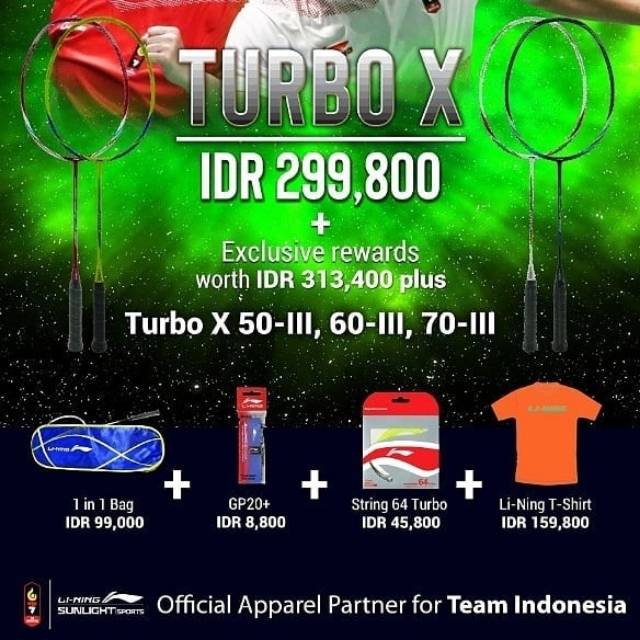PROMO  Raket Lining Turbo X 50, 60, 70 series