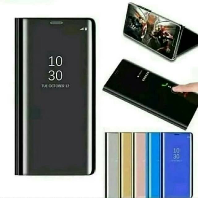 flip case mirror samsung Note 10 pro . note 10 plus wallet cover buka tutup flipcase softcase