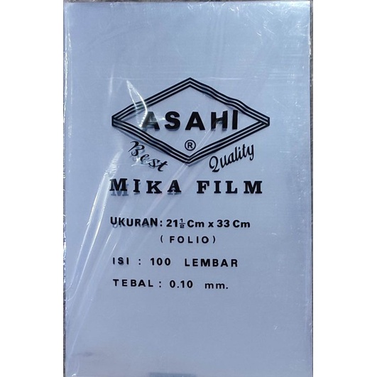 

(1 Pack) Plastik Mika Asahi Ukuran Folio/ Mika Jilid / Cover Jilid Bening Folio 0.10mm