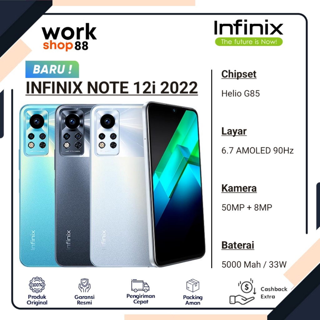 Produk Baru - Hp Infinix Note 12i 2022 [ 6GB + 5GB Extended Up To Ram 11GB ] Rom 128GB - New Origina