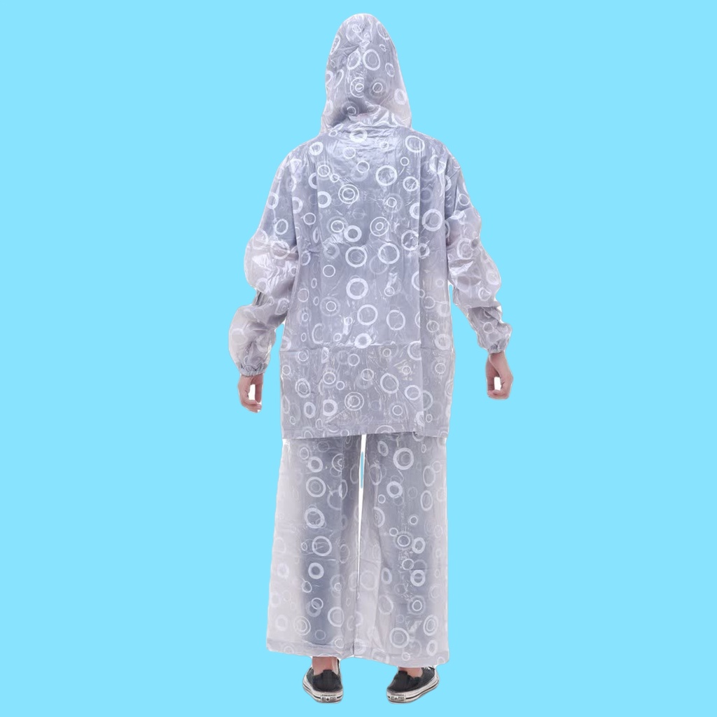 Jas Hujan Stelan Jaket Celana Wanita Dewasa Polkadot Pop Ibex Premium Mantel Ujan Setelan Ke107