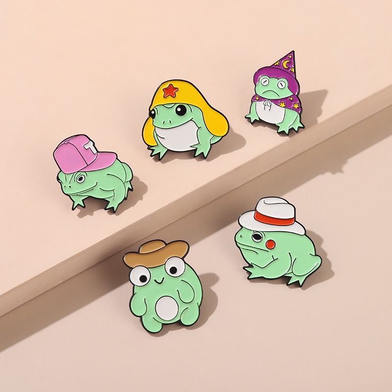 Bros Pin Enamel Desain Kartun Kodok Daun Teratai Untuk Hadiah Anak