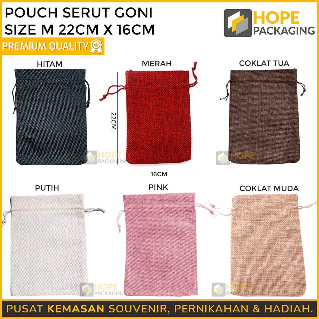 [3 Pcs] Tas Pouch Serut Katun Polos 4 Ukuran XS / S / M / L  Bahan Kain Goni untuk Permen / Hadiah / Gift