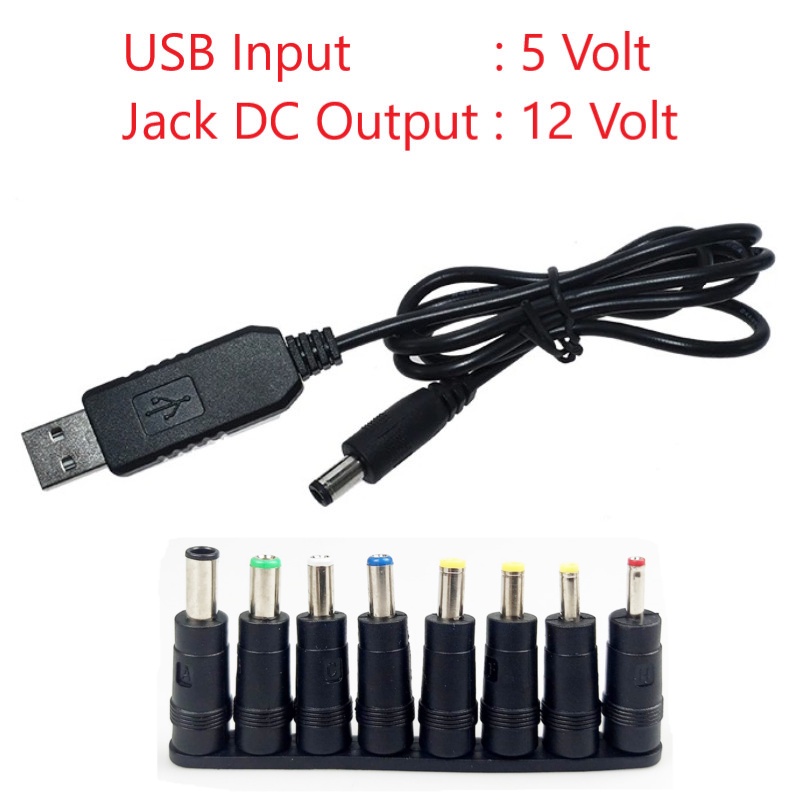 USB Converter Adapter Power Boost Line Module Cable DC 5V to DC 12V with 8 Head - ST01 - Black