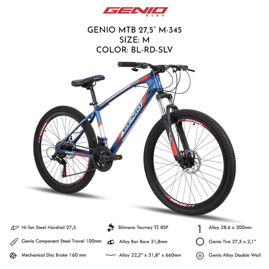 Sepeda Gunung MTB 27.5 inch Genio M345 Terbaru Thrill design