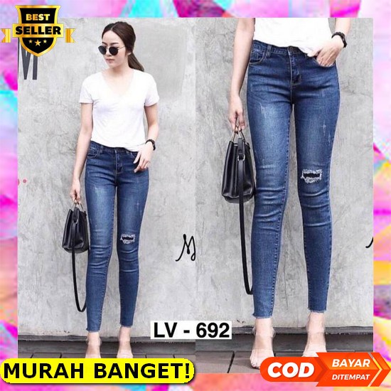 べ Celana Jeans Jins High Waist Kekinian Wanita Import Celana Jin Jens Meisa Kulot Boyfriend Jeans Fw