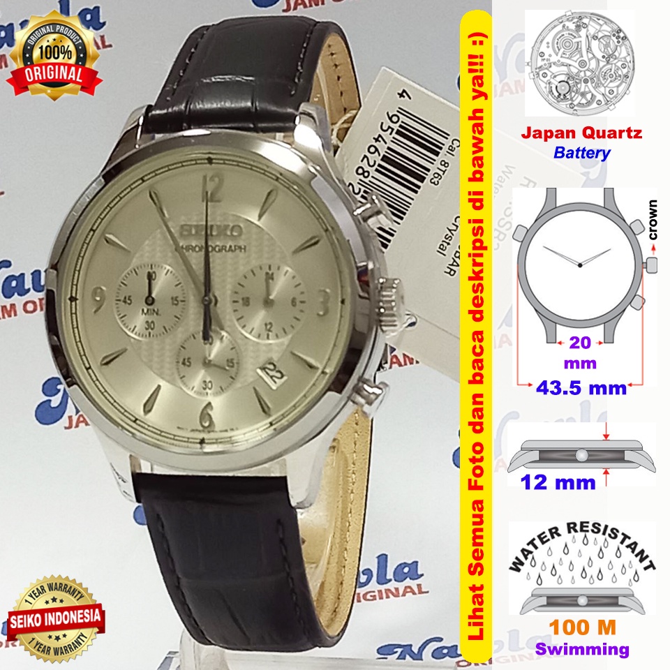 Seiko Quartz SSB341P1 Chronograph Silver - Jam Tangan Pria SSB341