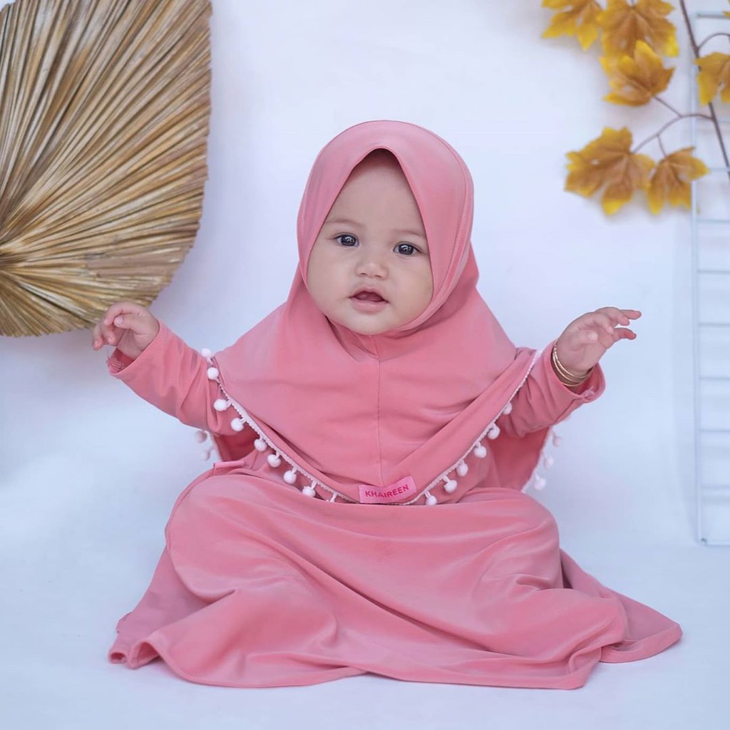 Gamis Bayi Cantik / Gamsi Bayi Perempuan Pompom 1-5 Tahun Khaireen / Gamis Anak