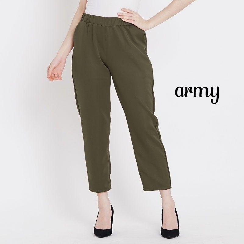 Celana jumbo wanita kekinian 2021 Willow pants bawahan wanita murah-Army