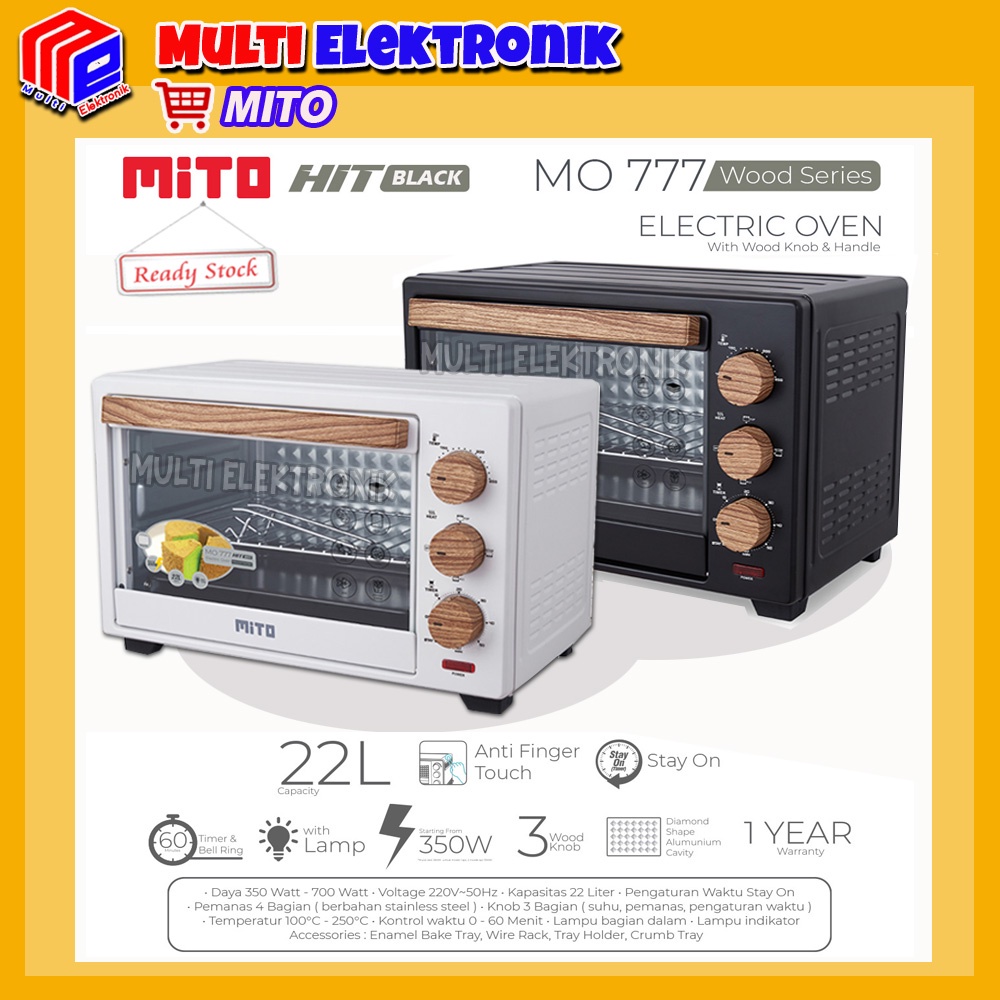 Oven MITO  HIT MO777 (Wood Series) Kapasitas 22 Liter Pemanggang Kue dan Makanan Original