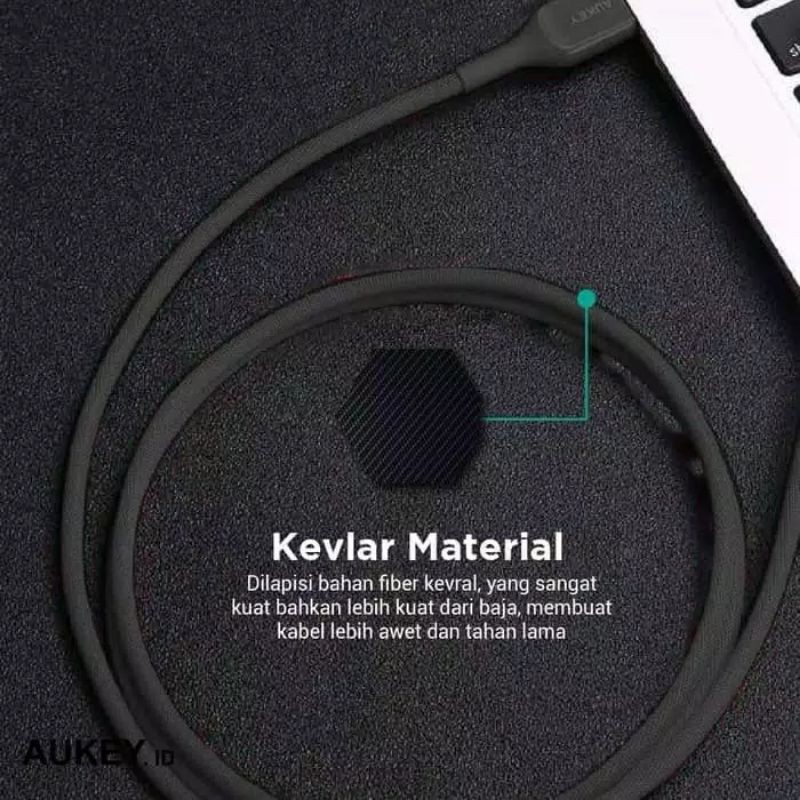 Aukey Cable CB-AKC1 USB A To USB C QC 2.0 Kevlar 1.2M Original Garansi Resmi Aukey