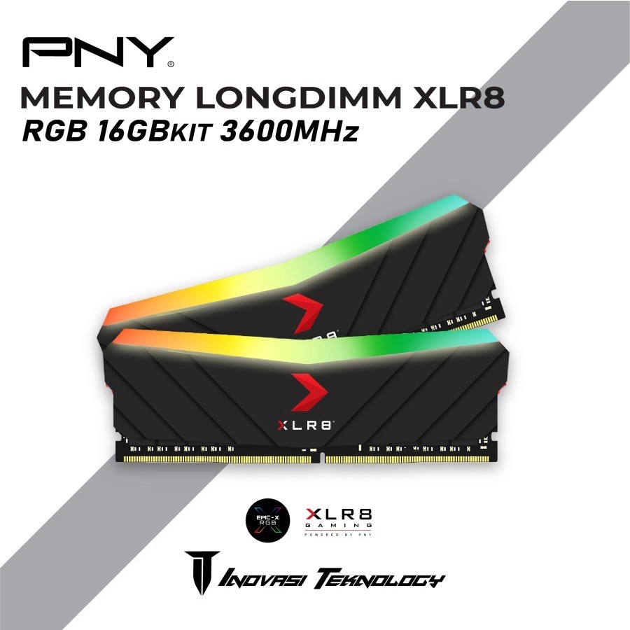 PNY XLR8 RGB DDR4 16GB (8GBX2) PC-25600 3200Mhz - Putih/Hitam