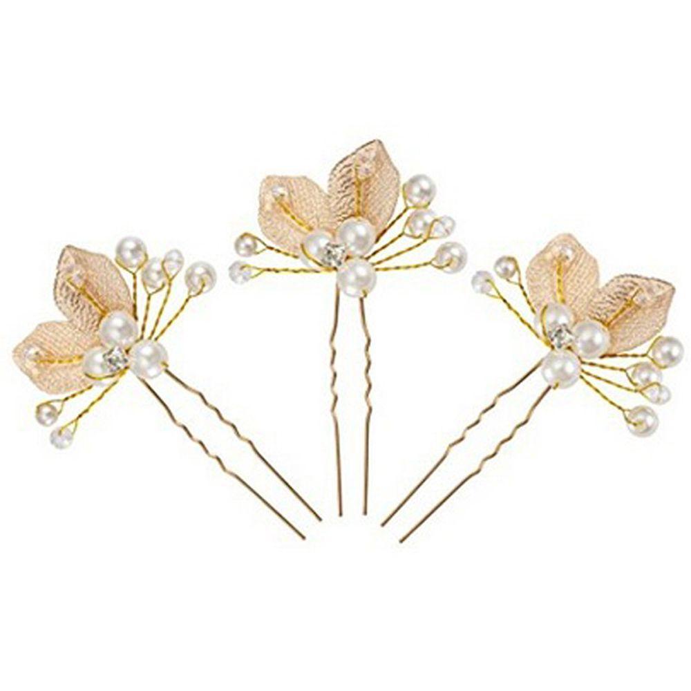 AUGUSTINA Aksesoris Rambut Pengantin Temperamen Retro Pernikahan U Shape Hair Clip Daun Alloy Korea Jepit Rambut