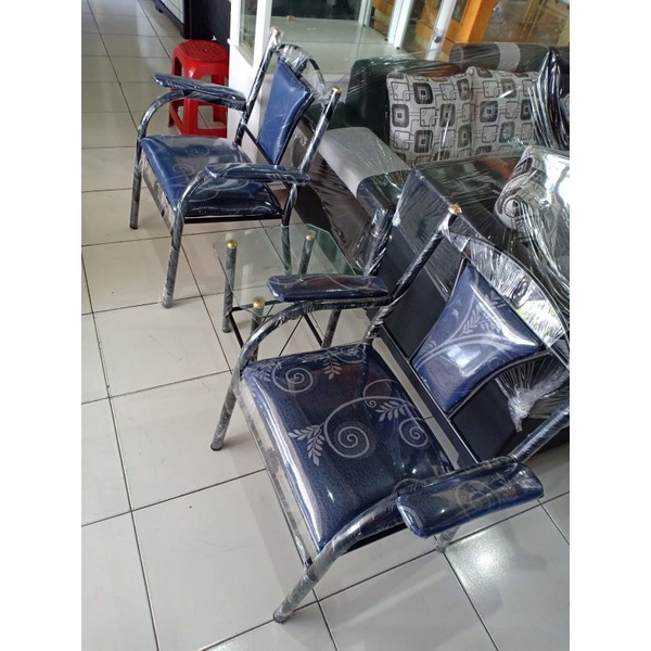 Kursi Teras Besi 1+1+Meja Kaca( Promo Harga)