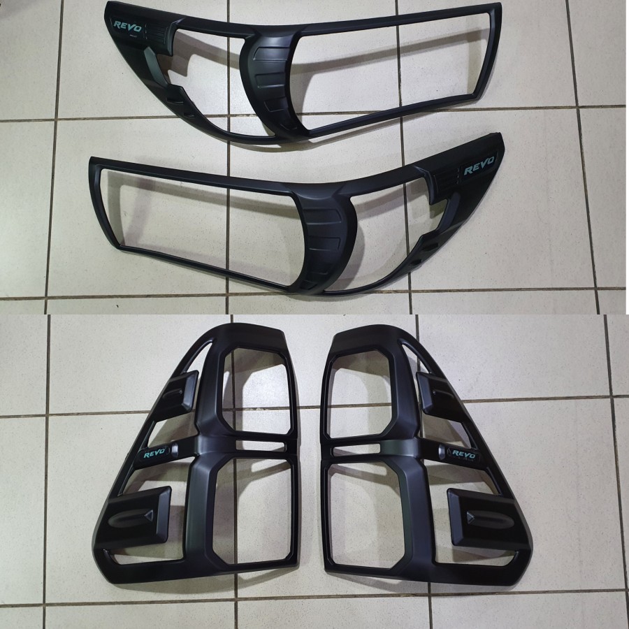 Garnish lampu Depan Belakang Black Doff hitam doff HILUX 2016