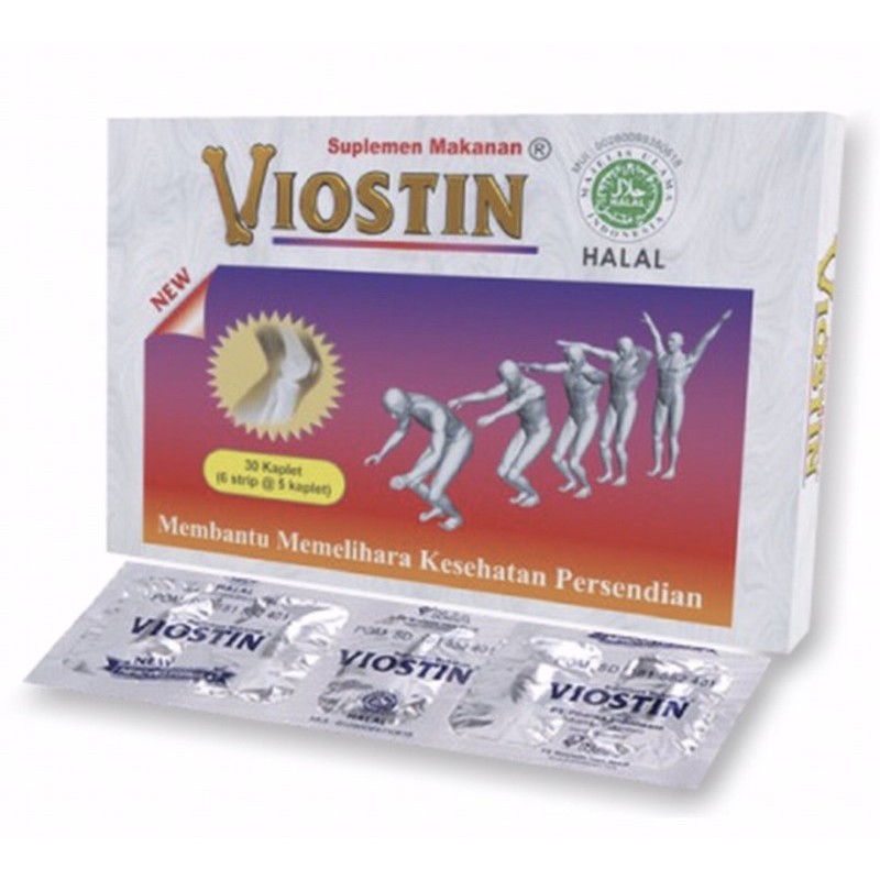 Viostin strip 5 tablet dengan logo halal ( pelumas sendi mencegah sendi sakit )