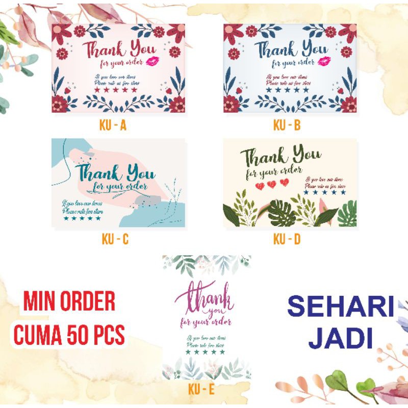 

KARTU UCAPAN TERIMA KASIH / THANK YOU CARD / THANKS CARD OLSHOP / SOUVENIR / HADIAH VINTAGE MURAH