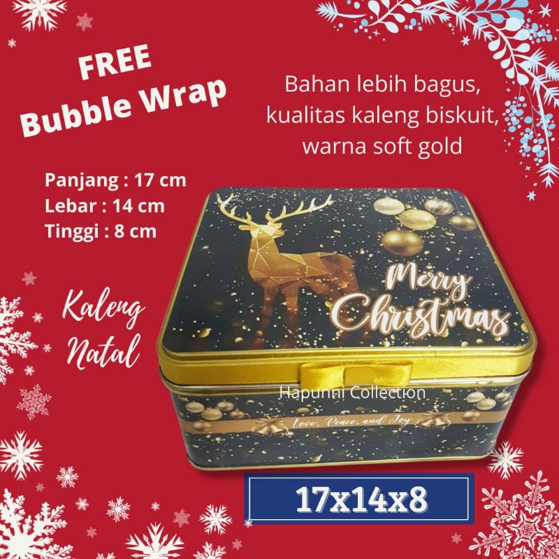 

Kaleng kotak Natal rusa hitam gold Tempat penyimpanan wadah hampers Christmas 17x14x8 cm by Hapunni