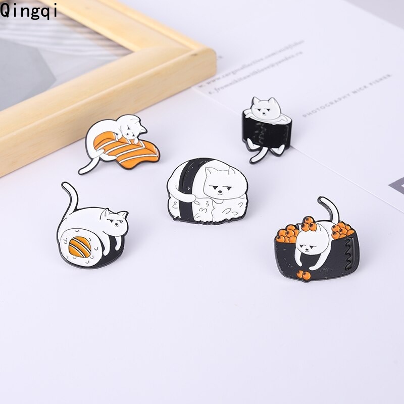 Bros Pin Enamel Bentuk Sushi Kucing Lucu Untuk Aksesoris Tas Ransel Topi