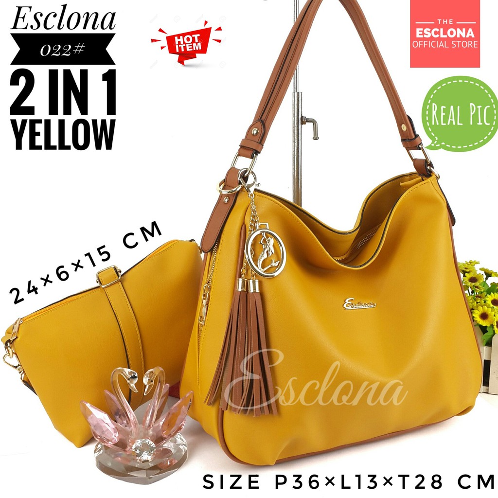Tas wanita Import Batam Bag Esclona 022 Selempang Cewek Branded Cantik Grosir Fashion Murah Handbag Original Besar Kantor Kerja Kuliah Premium Super Populer Terbaru Terlaris Hobo Ibu Emak Dewasa Santai berpergian Shoulder Bahu