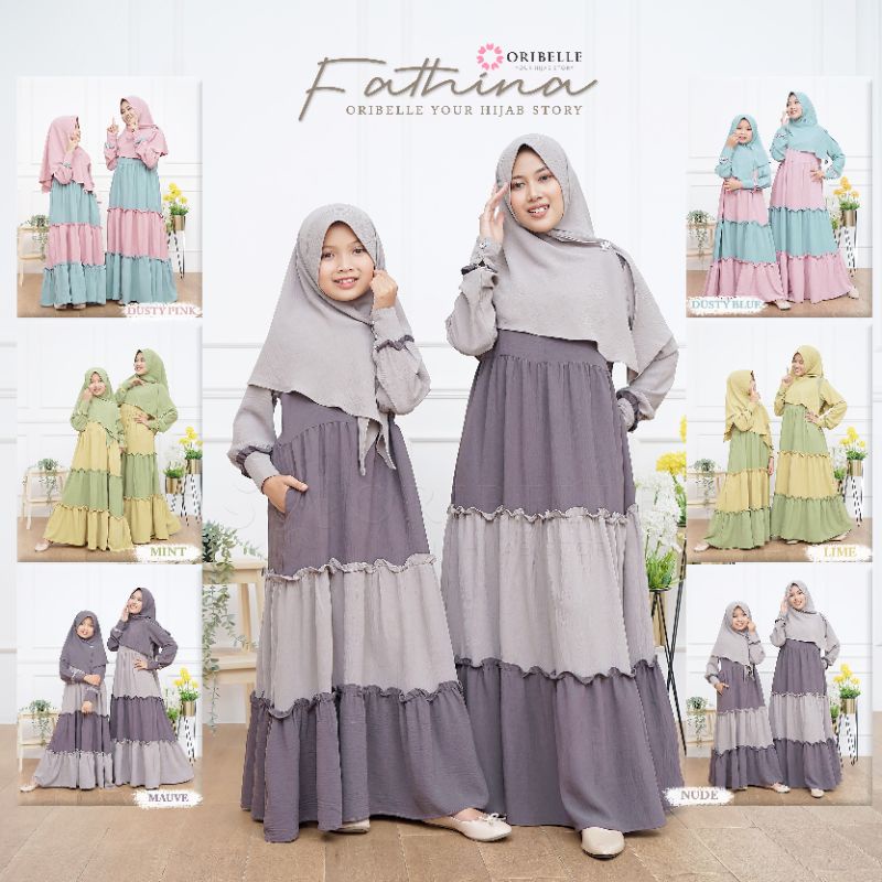FATHINA BY ORIBELLE ORIGINAL TERBARU Gamis couple mom kids Setelan Kulot Baju anak perempuan umur 10