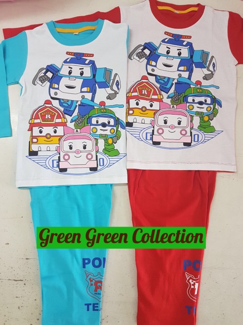 Piyama Kaos Anak Poly Blue/Red