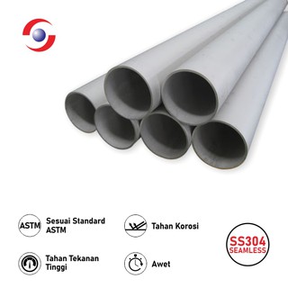 Pipa Stainless Steel 304 Seamless SCH 40 1/2 In x 6 M -Sutindo Store