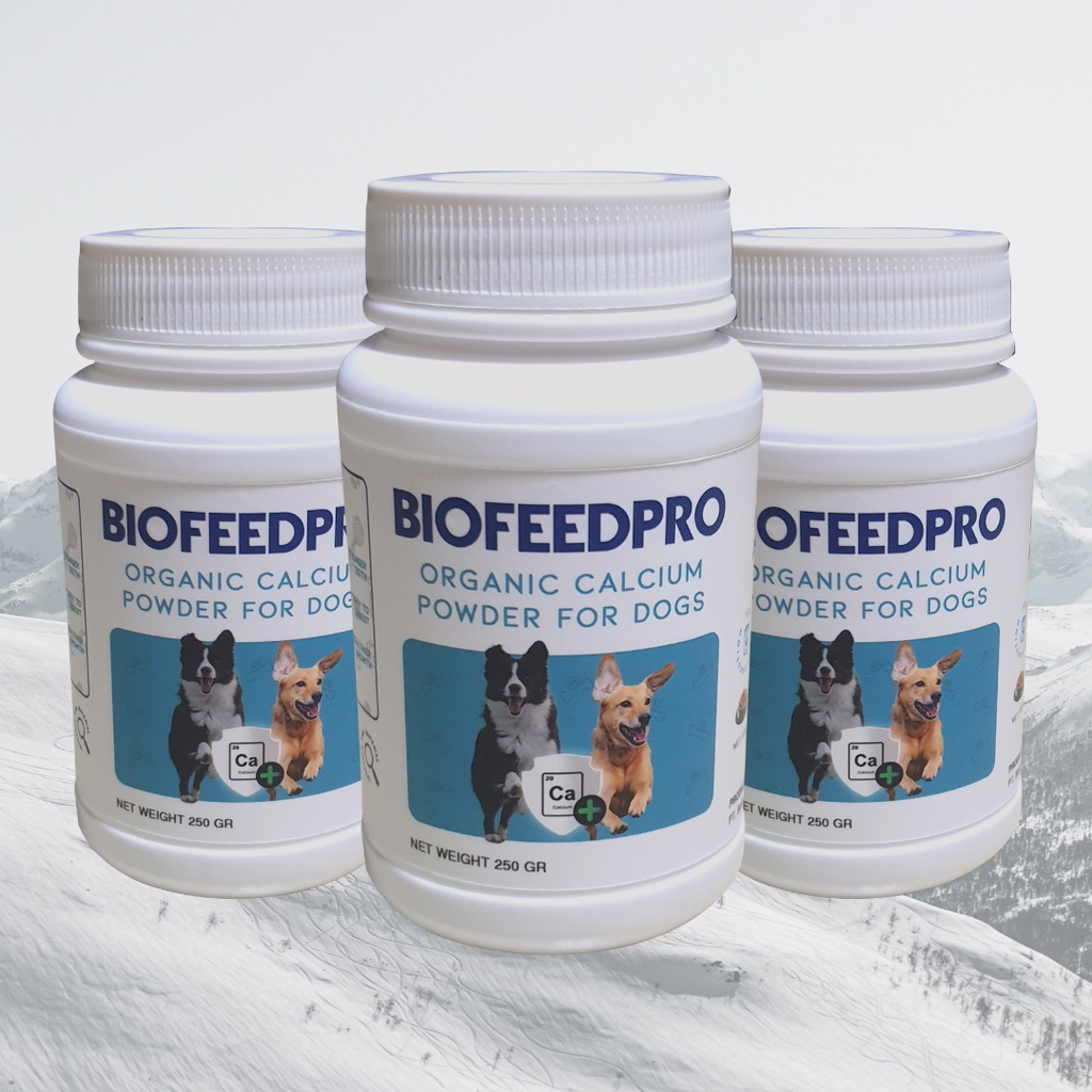 Suplemen Kalsium untuk Anjing 250gr Pertumbuhan Tulang Biofeedpro 3pcs
