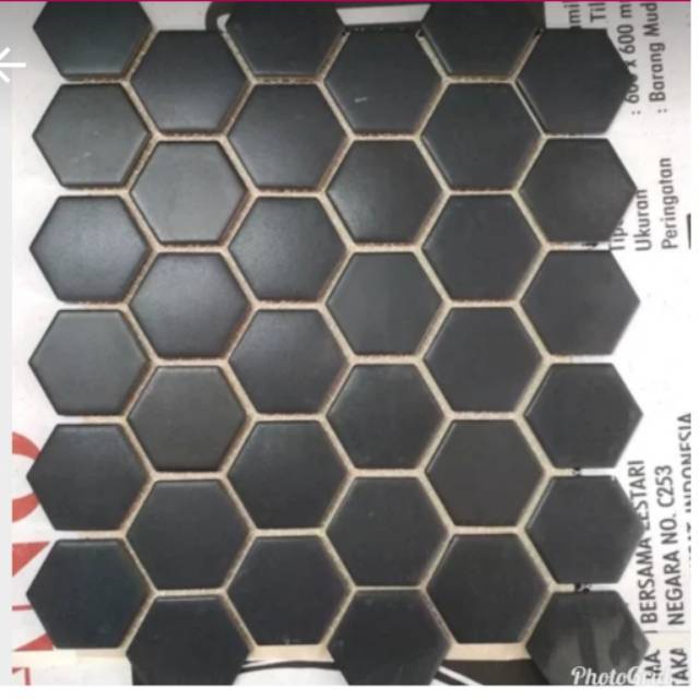  Keramik  Mozaik Hexagon Hitam  Doff  Uk 5 cm Shopee Indonesia