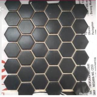  Keramik  Mozaik Hexagon Hitam Doff Uk 5 cm Shopee Indonesia