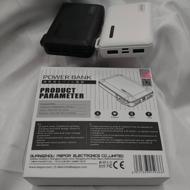 Flight Friendly Powerbank MINI 2usb 10000mah Aspor 2.4A  37wh