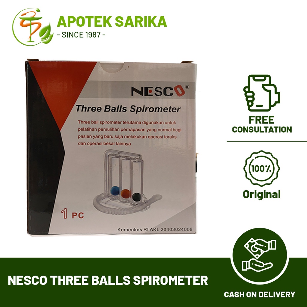 Nesco Three Balls Spirometer (Alat Pelatihan Pemulihan Pernapasan)