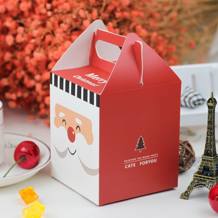 [Christmas Products] 4 Designs 9x9x10cm Red White Christmas Apple Boxes Gift Box Candy Boxes