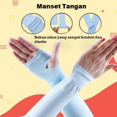 Manset tangan handsock wanita jempol dan polos panjang Syari Muslim - No jempol putih
