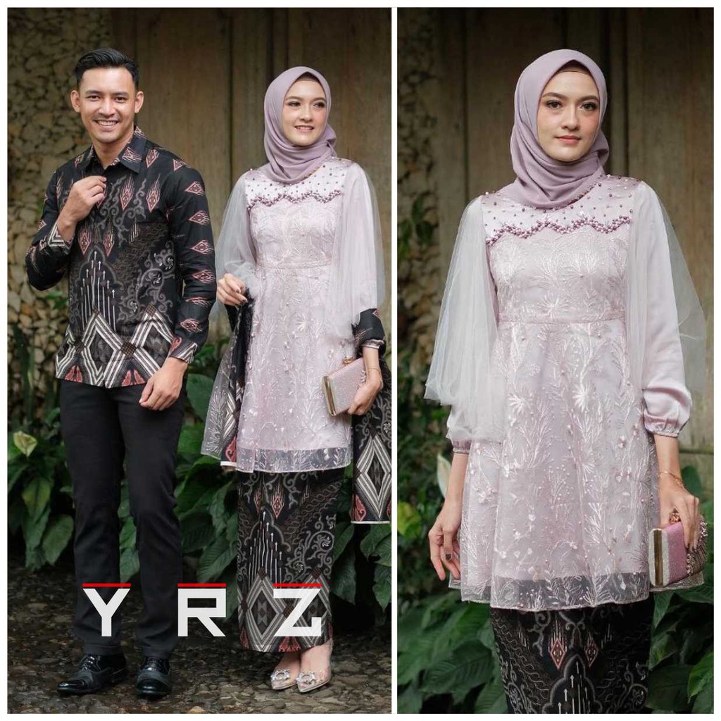 Couple Batik Kebaya Tunik Modern Untuk Acara Tunangan Lamaran Wisuda Kondangan Kebaya Modern 2021 Dr